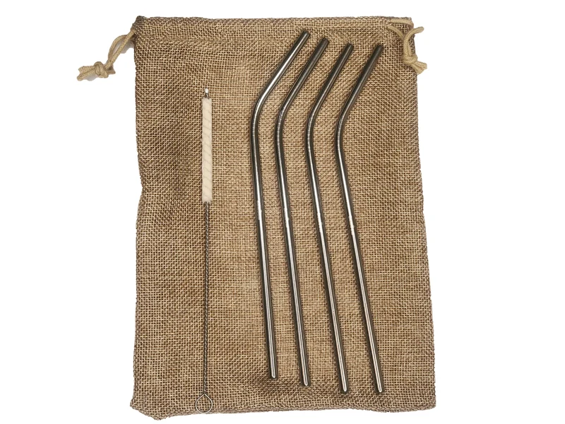 Set de 4 Pajitas de Acero Inoxidable + Cepillo Limpieza de Bambaw