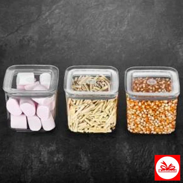 Vip Ahmet Sude Kare Saklama Kabı Seti 3x1200 ml | Vp-264 | Voorraadpotten Set