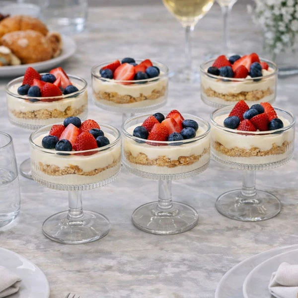 Bavary lines Glass Ice Cream Cups - Atıştırmalık Kasesi - 10.5cm hoog - 6 adet