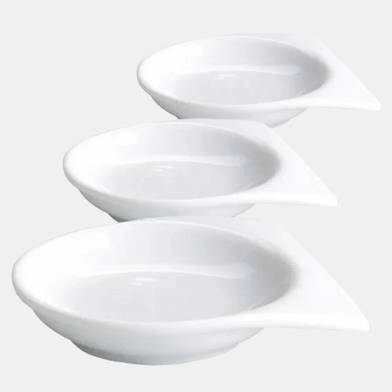 Salsero de porcelana blanca doble asa. 7 x 7,5 x 1,5 cm - 240 Uds.