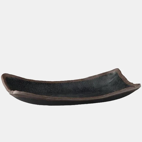 Bandeja curva melamina. Marrón. 26,5 x 16,5 cm - 1 Ud