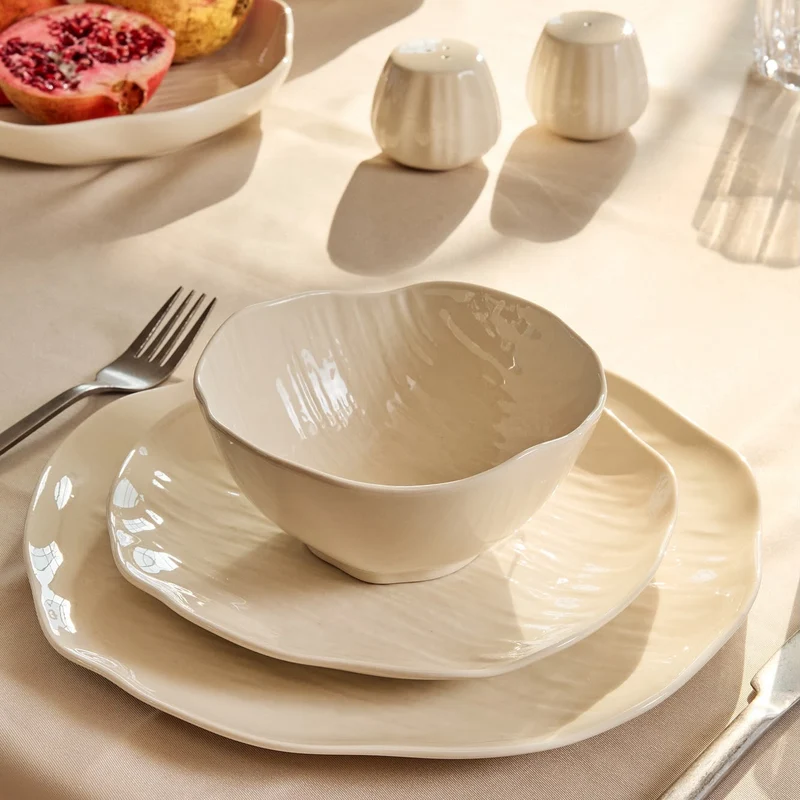 Kadoland Clover Beige | 27 Parça 6 Kişilik Modern Yemek Takımı