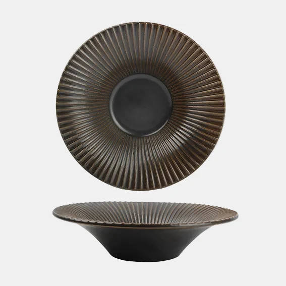 Plato hondo porcelana Striped Brass cobre. ø20,5 x 5 cm - 2 Uds.
