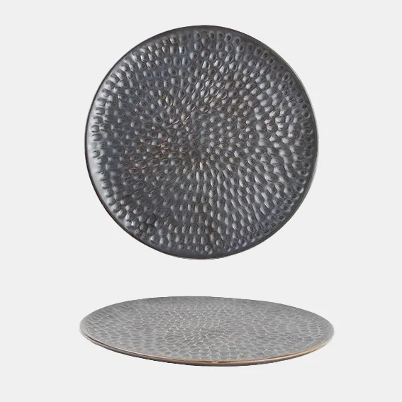 Plato llano porcelana Brass plata envejecida. ø20 cm - 4 Uds.