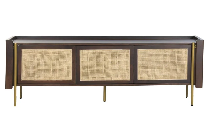 MUEBLE TV MANGO FIBRA 160X40X55 MARRON OSCURO
