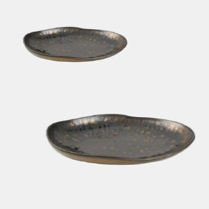 Fuente oval de porcelana negra Nobile. 35 x 22 x 5 cm - 2 Uds.