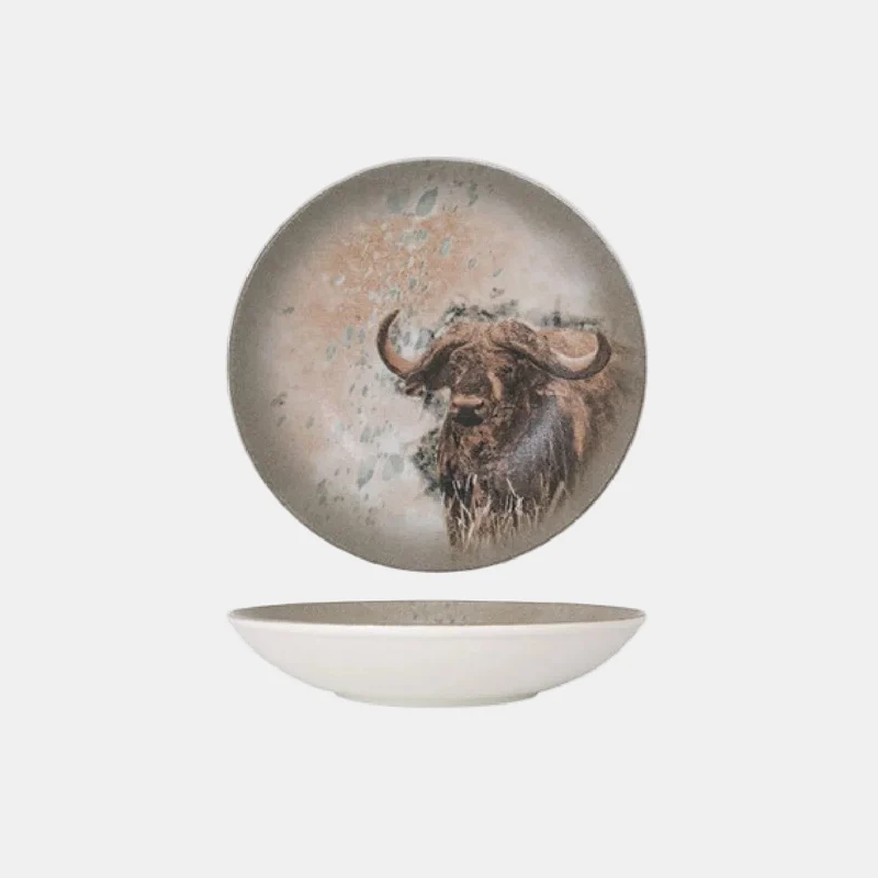 Ensaladera porcelana "Savanna" Búfalo. ø25 x 5 cm - 6 Uds.