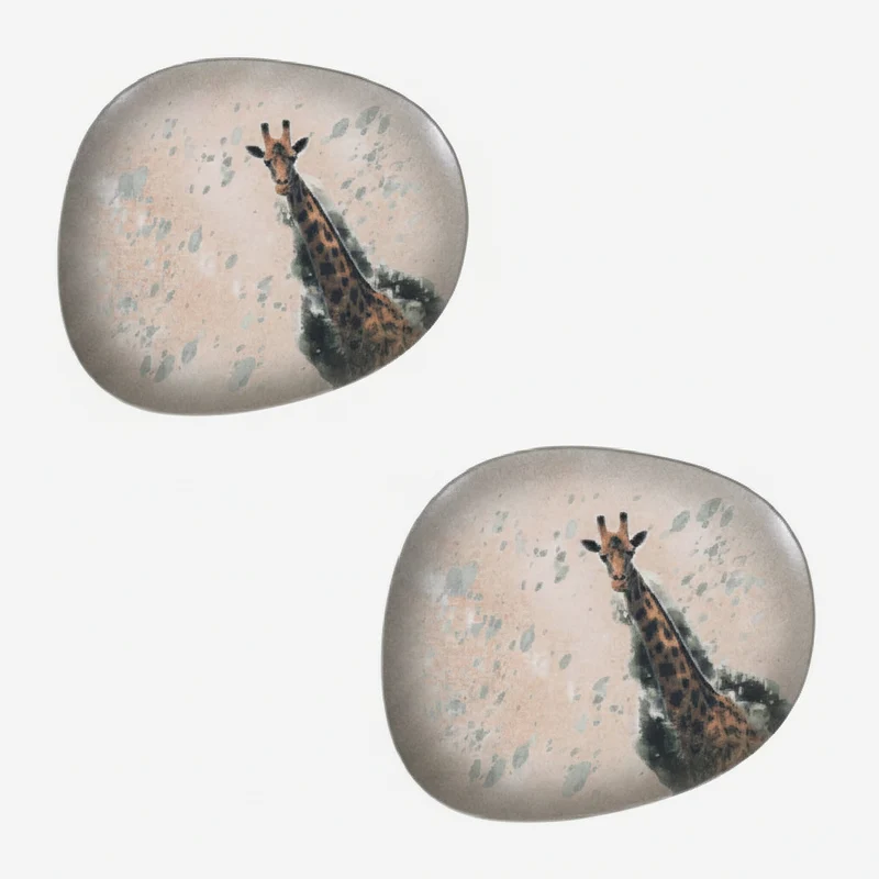 Plato llano irregular porcelana "Savanna" Jirafa. 33 x 27 cm - 6 Uds.