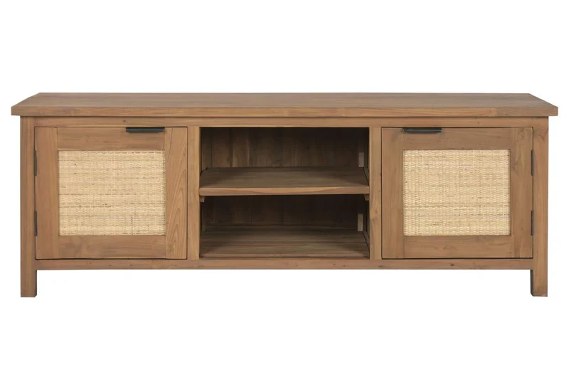 MUEBLE TV TECA RECICLADA RATAN 140X45X50 MARRON
