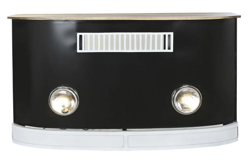 MUEBLE BAR MANGO HIERRO 157X52X90 FOCOS NEGRO