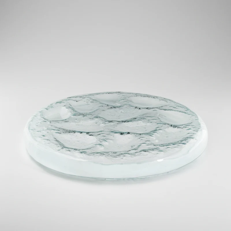 Bandeja de cristal para presentación de 12 ostras. ø34 x 4 cm - 1 Ud