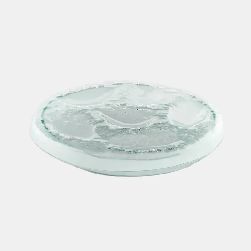 Bandeja de cristal para presentación de 6 ostras. ø26 x 4 cm - 1 Ud