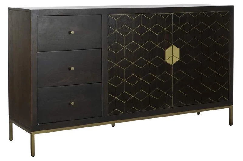 BUFFET ACACIA METAL 160X40X90 MARRON OSCURO