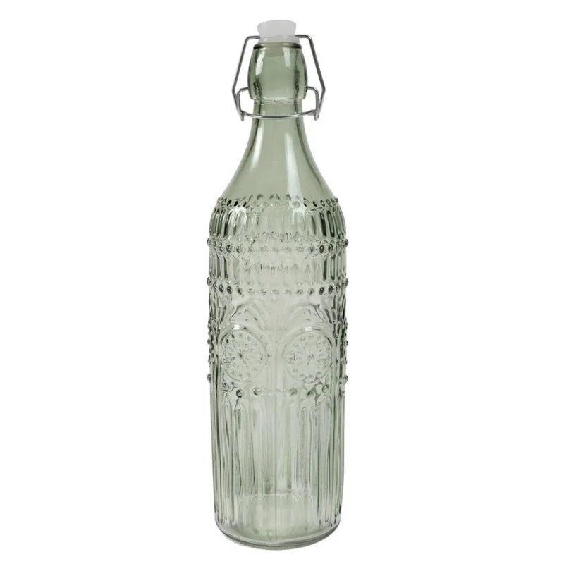 BOTELLA CRISTAL GRABADO VERDE AGUA 1L