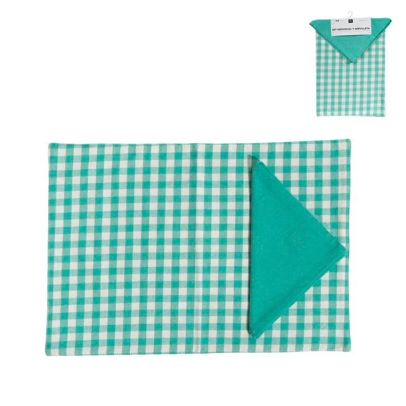 SET INDIVIDUAL CON SERVILLETA TURQUESA