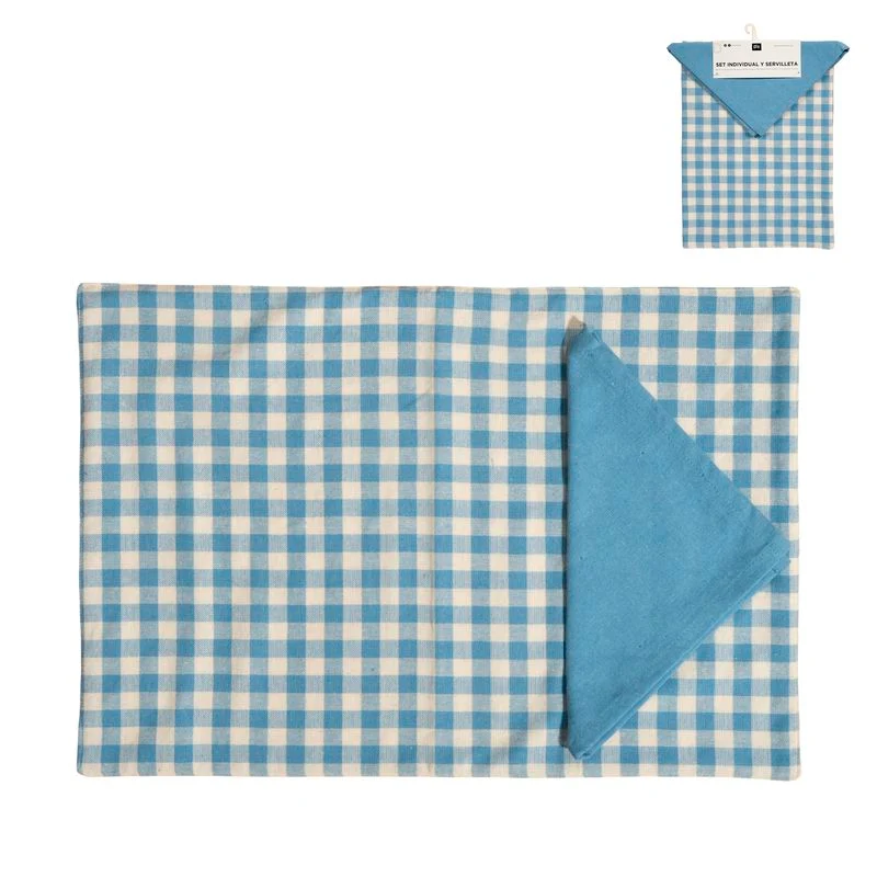 SET INDIVIDUAL CON SERVILLETA AZUL MEDIO