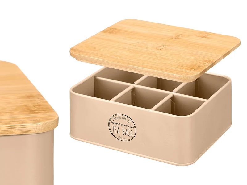 CAJA 6 HUECOS TAPA BAMBU TEA BEIGE