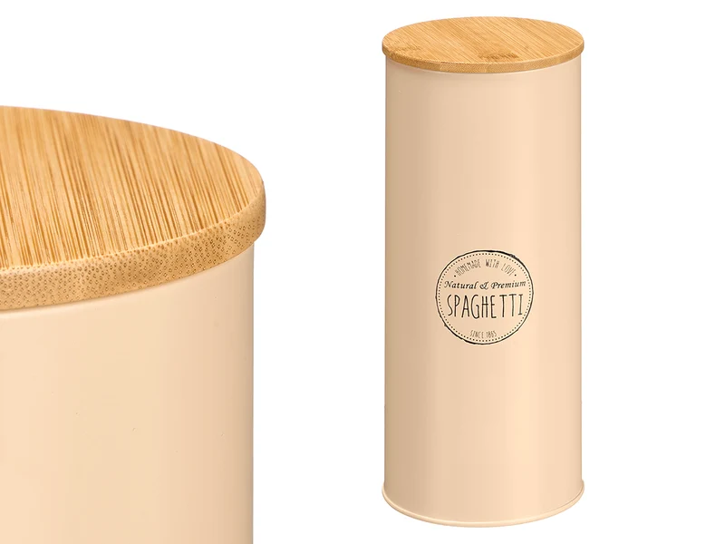 TARRO ALTO TAPA BAMBU ESPAGUETI BEIGE