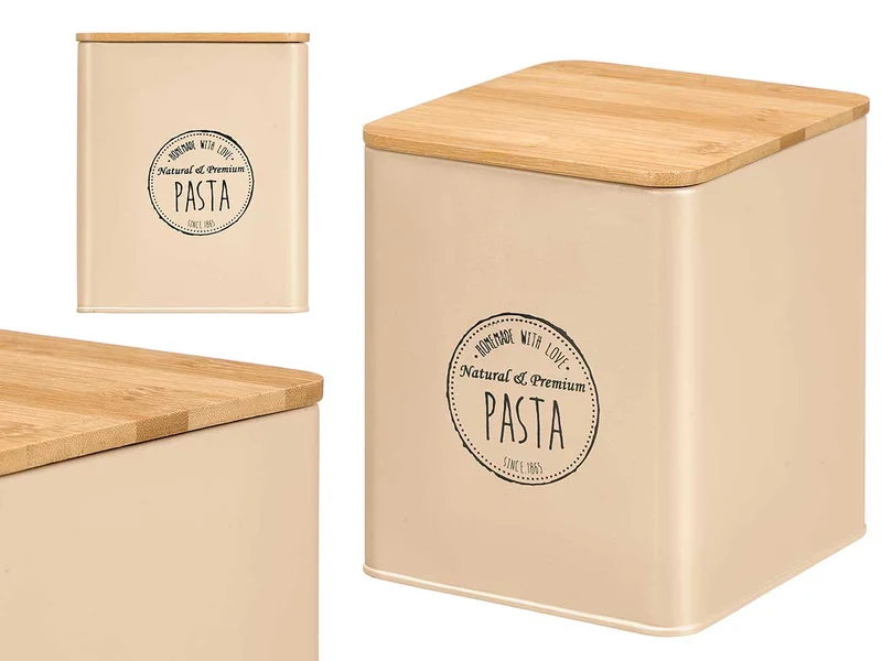 TARRO CUADRADO TAPA BAMBU PASTA BEIGE