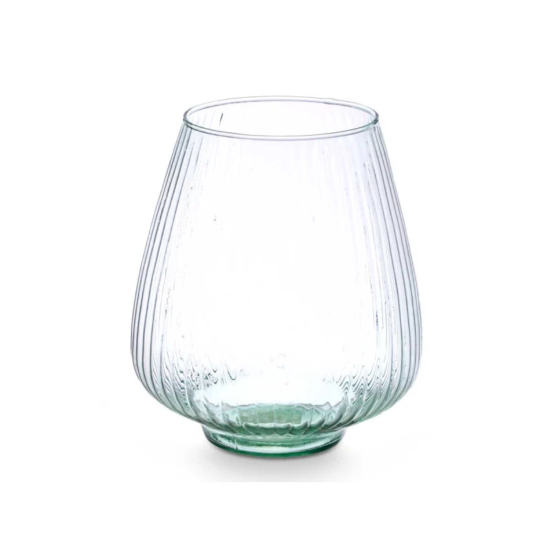 JARRON VIDRIO RECICLADO RAYADO 25CM