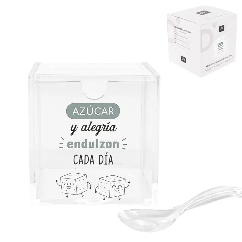 AZUCARERO ACRILICO CON CUCHARA ALEGRIA