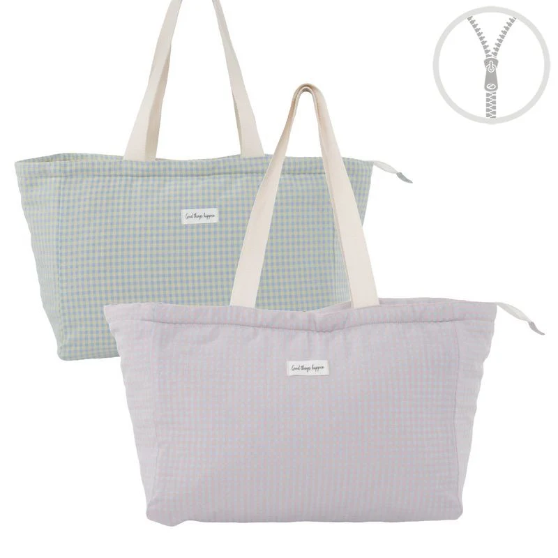 BOLSO CON CREMALLERA VICHY PASTEL