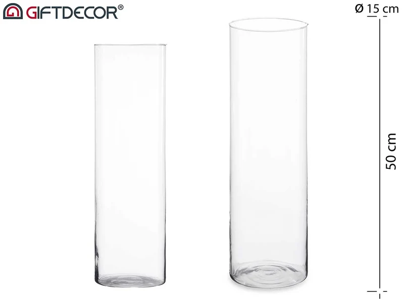 JARRÓN CRISTAL CILINDRO 50CM DIAM 15 CM