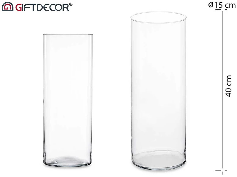 JARRÓN CRISTAL CILINDRO 40CM DIAM 15 CM