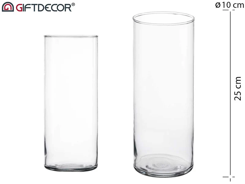 JARRÓN CRISTAL CILINDRO 25CM DIAM 10 CM