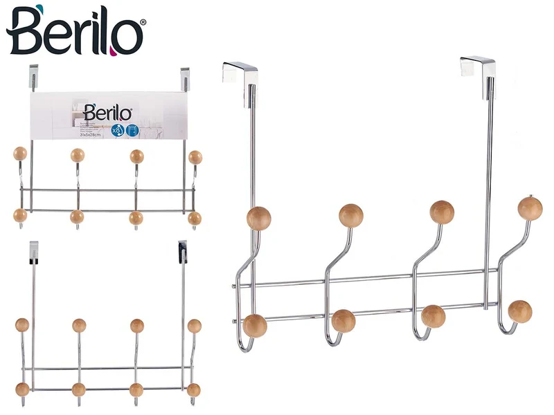 PERCHA PUERTA 8 GANCHOS MADERA