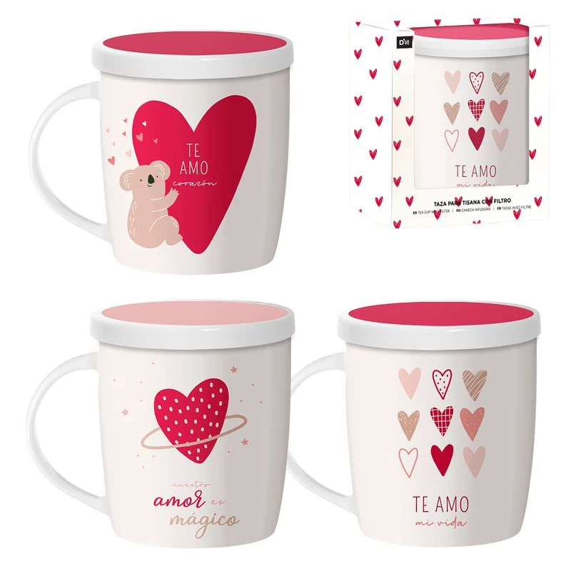 JUEGO 3 TISANAS 350ML CON FILTRO AMOR