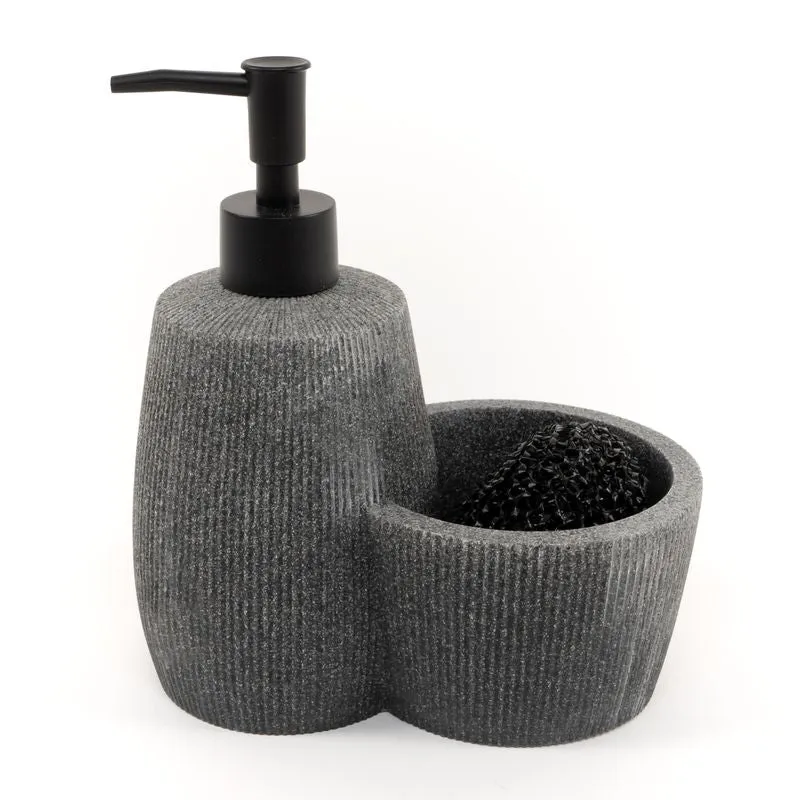 DISPENSADOR JABON CON ESTROPAJERO GRIS