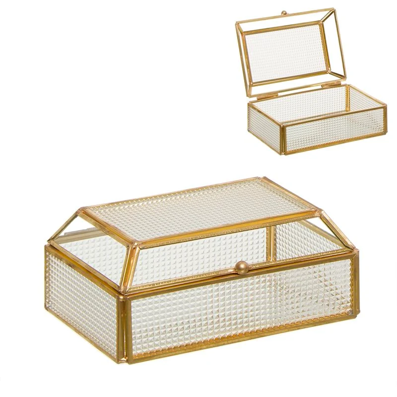 CAJA CRISTAL TALLADO ORO M