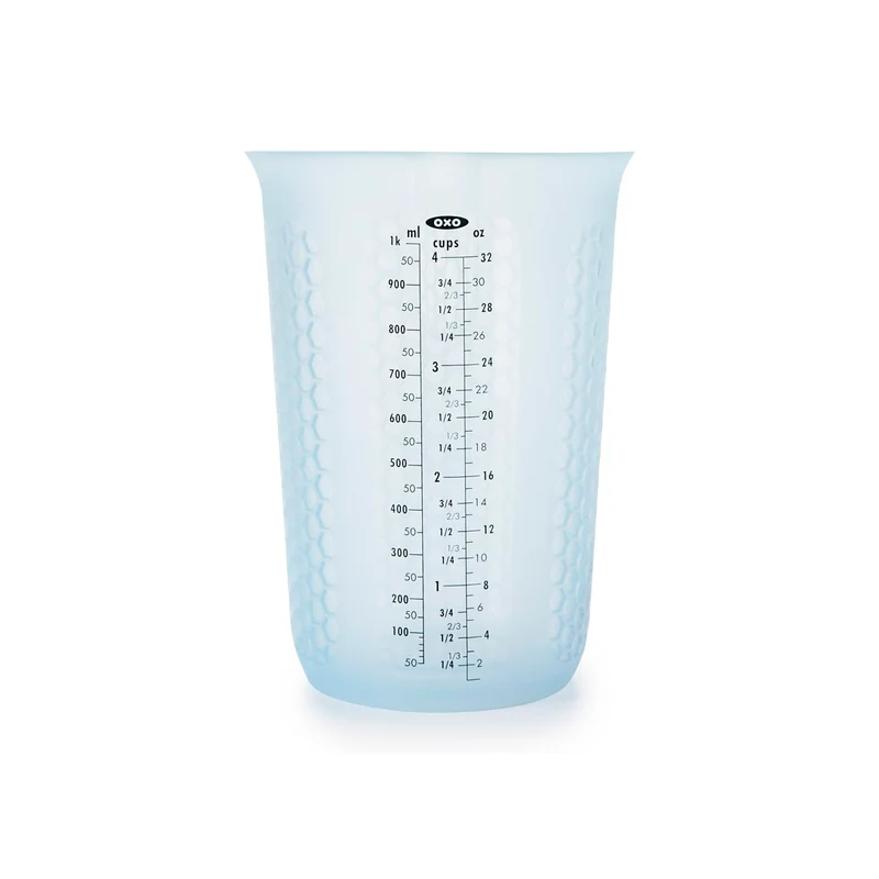 Taza de medir de silicón para exprimir y verter, con patrón Stay-Cool, de la marca Oxo Good Grips, Transparente