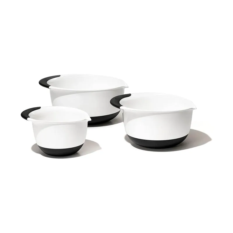 OXO Good Grips 1066421 - Juego de cuencos para mezclar (3 piezas, plástico), color blanco y negro