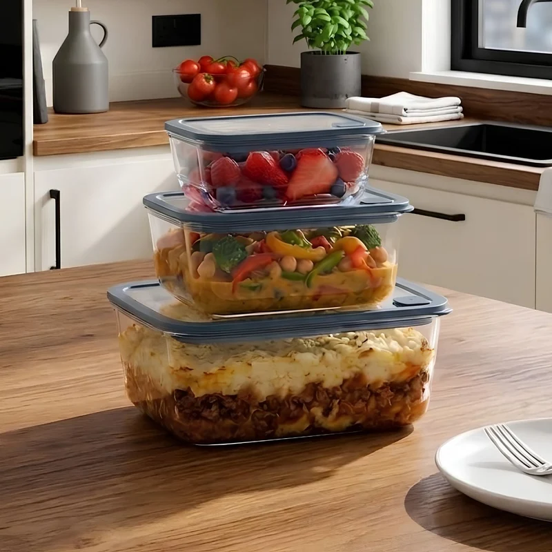 Set de 3 recipientes de cristal para conservar y cocinar Pebbly