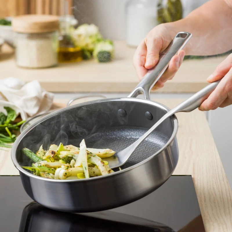 Sauté cerámica de acero inox tricapa con fondo de nido de abeja y tapa de cristal Apex GreenPan