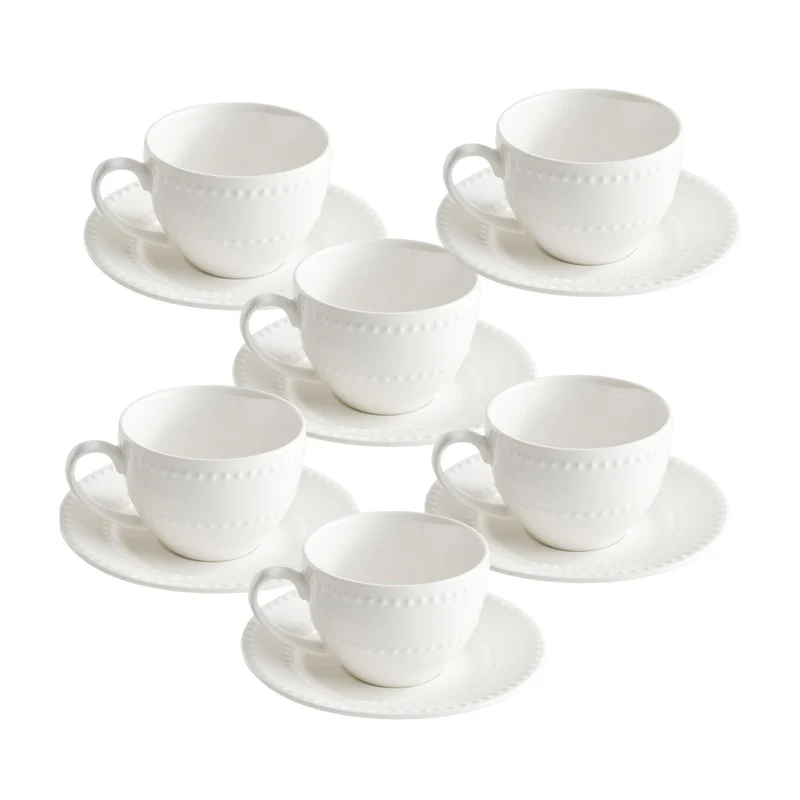 Set de 6 tazas con plato de porcelana Collina La Porcellana Bianca
