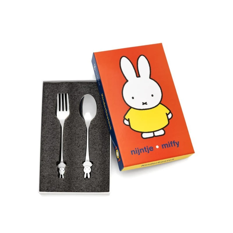 Set de cuchara y tenedor de acero inox Miffy Zilverstad