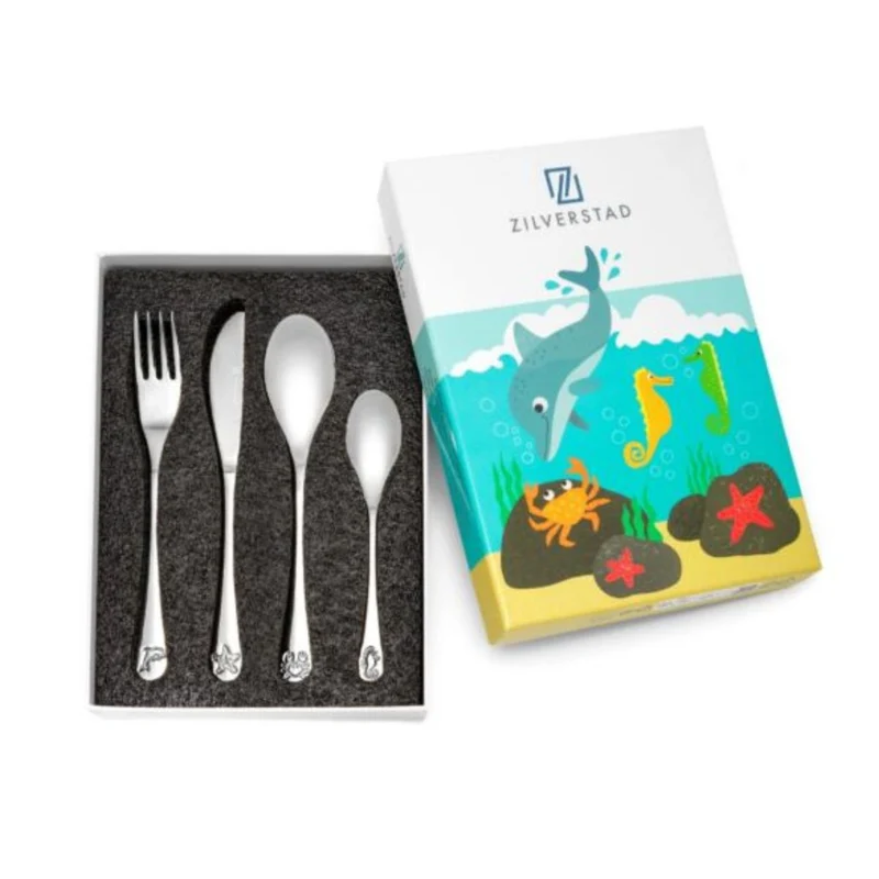 Cubertería de 4 piezas de acero inox Sea Life Zilverstad