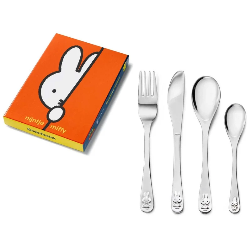 Cubertería de 4 piezas de acero inox Miffy Zilverstad