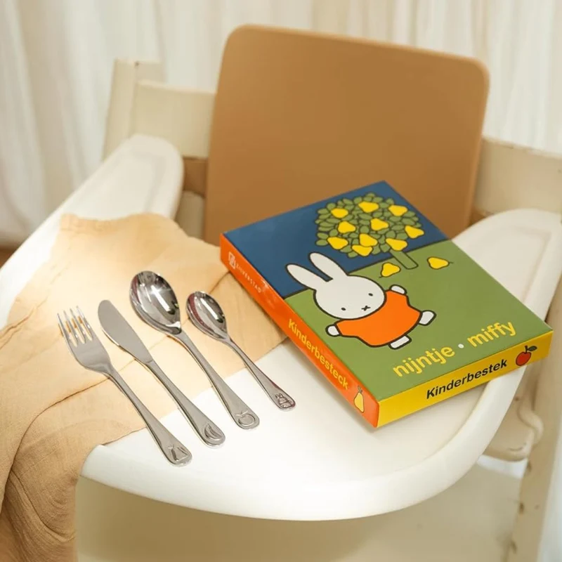 Cubertería de 4 piezas de acero inox Miffy Fruit Zilverstad