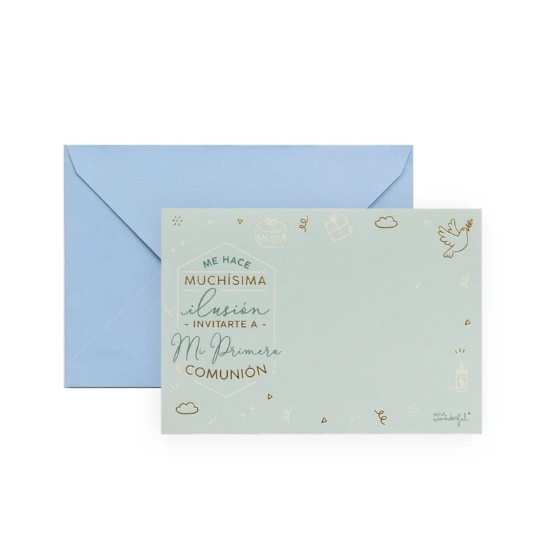 Set de 20 invitaciones personalizables para comunión