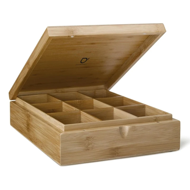 Caja de té de bambú con 9 compartimentos Bredemeijer