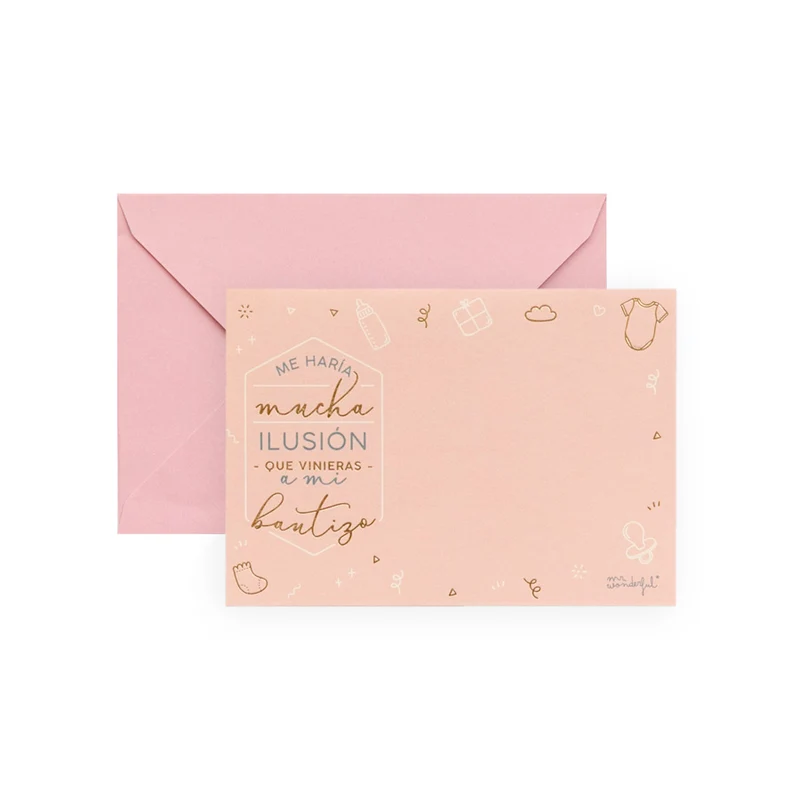 Set de 20 invitaciones personalizables para bautizo