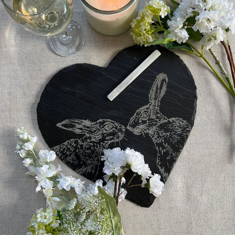 Tabla de pizarra corazón para quesos y aperitivos Selbrae