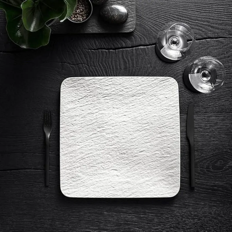 Plato cuadrado de porcelana Manufacture Rock Villeroy & Boch