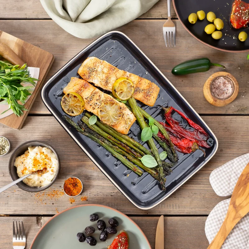 Parrilla rectangular de terracota para barbacoa y horno Römertopf