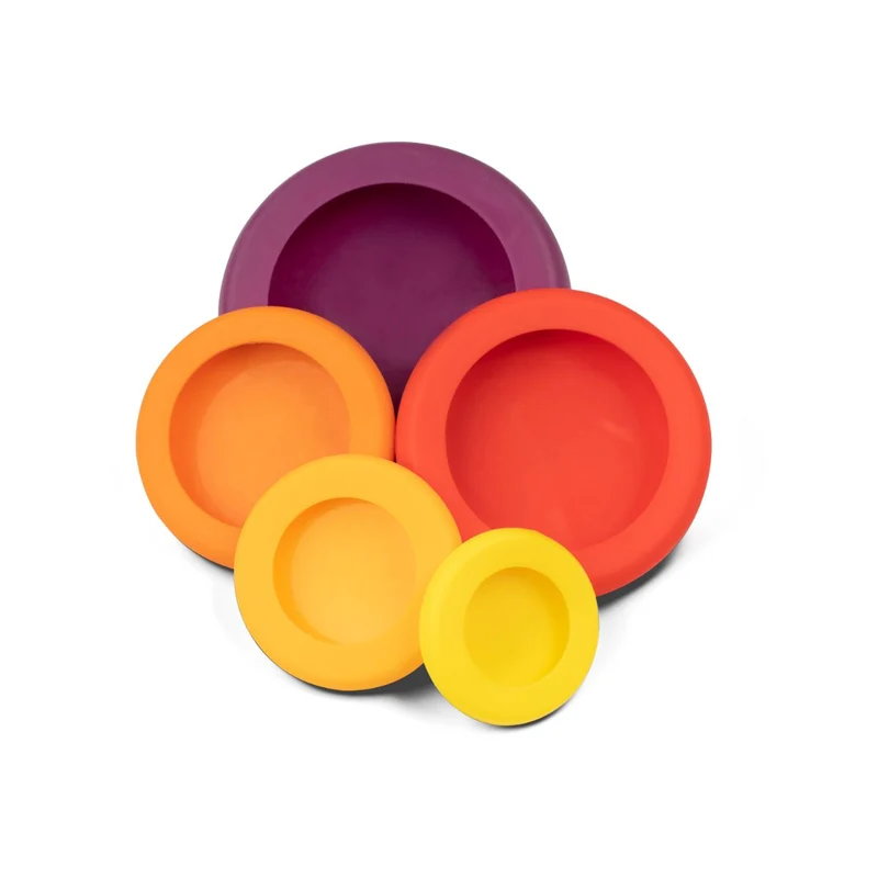 Set de 5 tapas de silicona para alimentos y recipientes Food Huggers