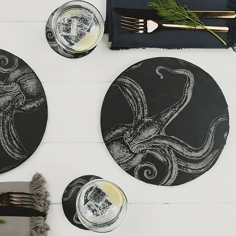 Tabla redonda de pizarra para quesos y aperitivos Selbrae